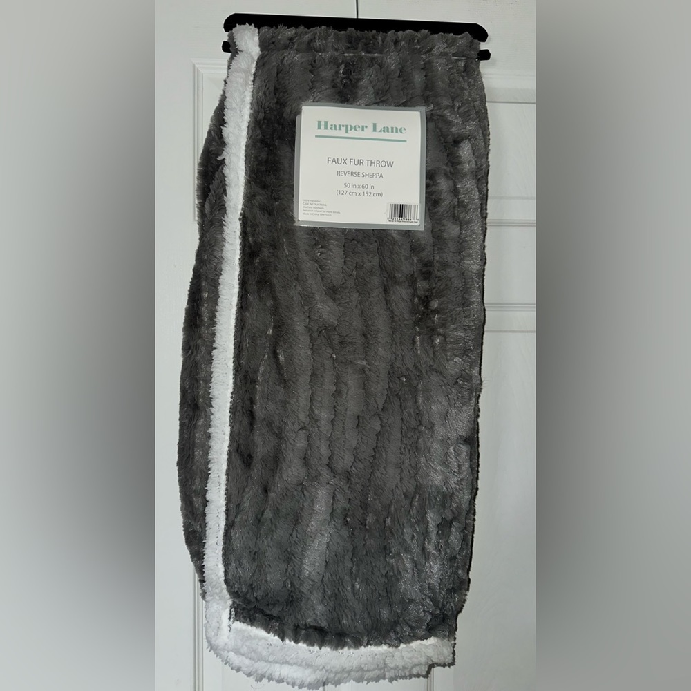 Harper Lane Gray Sherpa Blanket